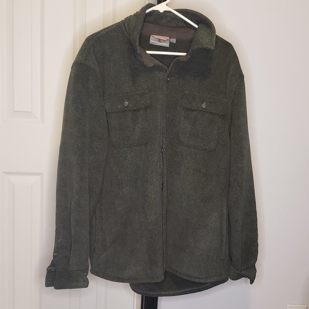 Men's Rugged Elements Green Fleece Jacket Large